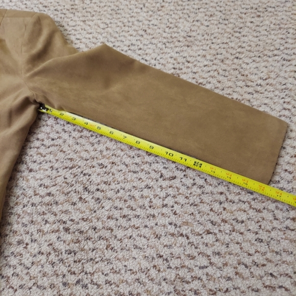 Dressbarn Faux Suede Jacket Womens Sz M Brown Tan Full Zip Blazer Lined Neutral - Picture 13 of 16